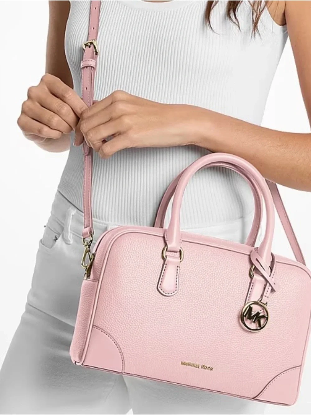 Michael Kors Thompson Pebbled Leather Satchel BRAND NEW - Picture 2 of 4
